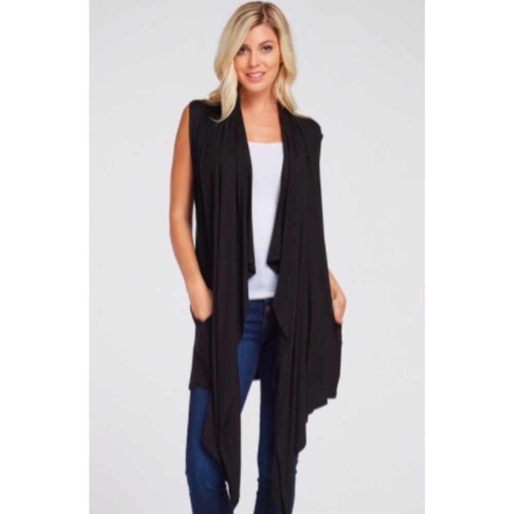 Black Drape Front Cardigan